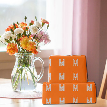 Neon Orange - Bold Monogram  Wrapping Paper by almawad at Zazzle