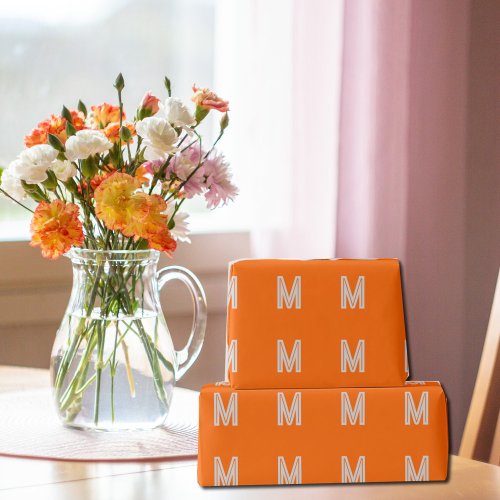 neon orange _ bold monogram  wrapping paper