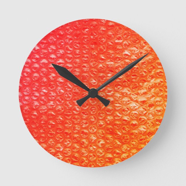 Neon Orange Bubble Pop Wrap Round Clock (Front)