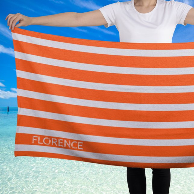Neon  orange   cabana stripes  -  beach towel (Creator Uploaded)