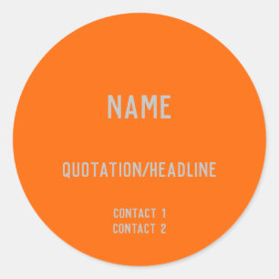 Neon Orange Custom Classic Round Sticker