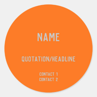 Neon Orange Custom Classic Round Sticker