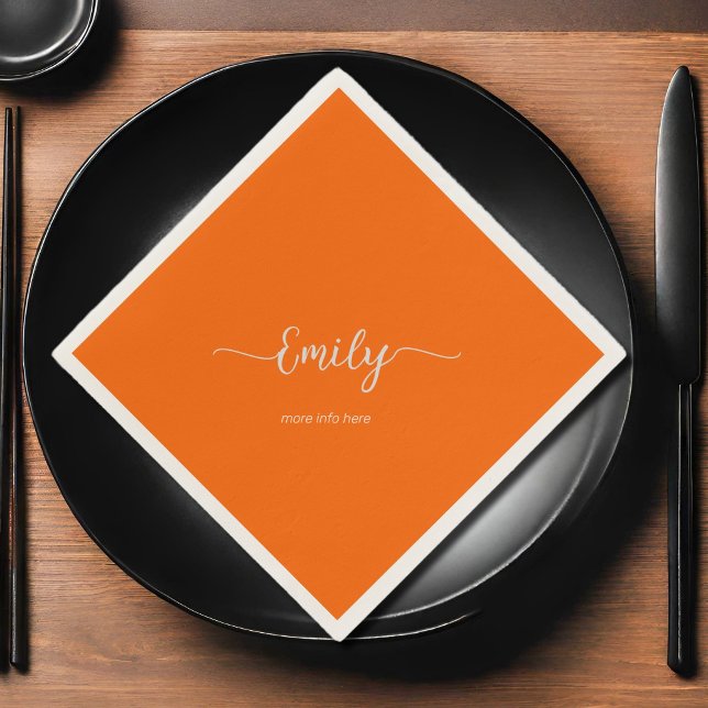 neon  orange elegant script napkins (Creator Uploaded)