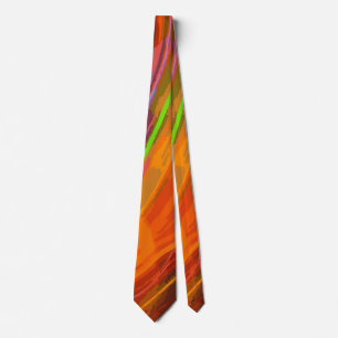 Neon Orange Green Blue Light Streak Futuristic Neck Tie