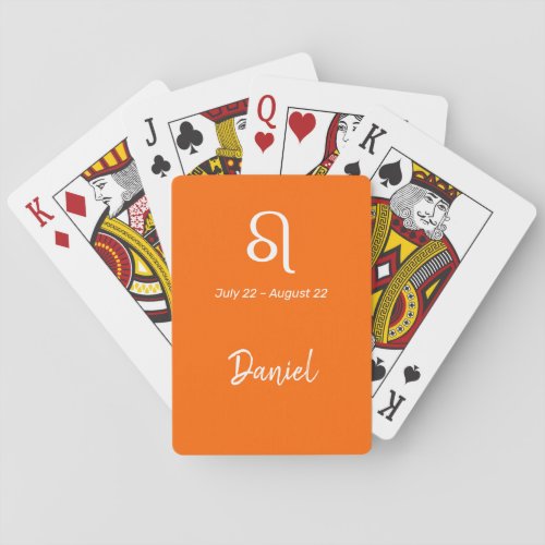 neon  orange Leo Zodiac  _ personalized Playing Ca Poker Cards