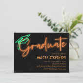 Neon Orange Light Glow | Modern Retro Graduation Invitation (Standing Front)