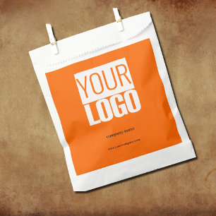 Neon orange - modern logo favor bag