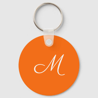 neon orange - monogrammed keychain