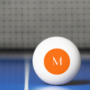 neon orange  -  monogrammed  ping pong ball