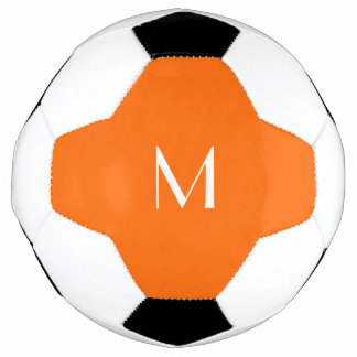 neon orange - monogrammed soccer ball