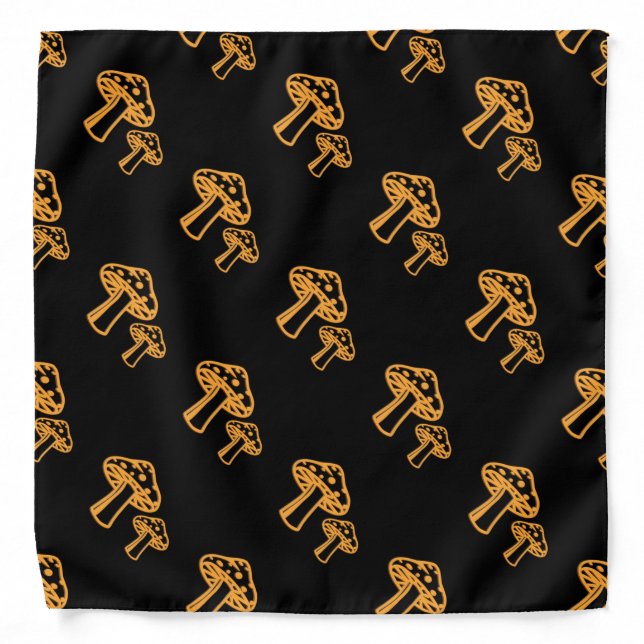 Neon Orange Mushrooms Bandana (Front)