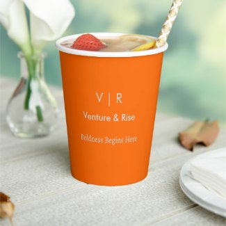 Neon Orange Paper Cup – Custom Monogram&Text