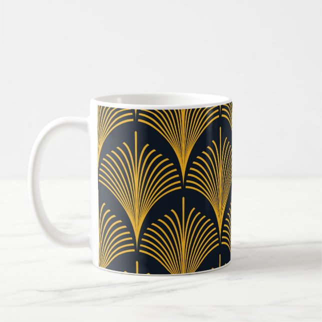 Neon Orange Peacock Scale Wallpaper. Coffee Mug (Left)