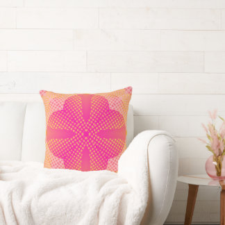 Neon Orange Pink Halftone Glow Throw Pillow