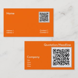 neon orange  - QR code Business Card