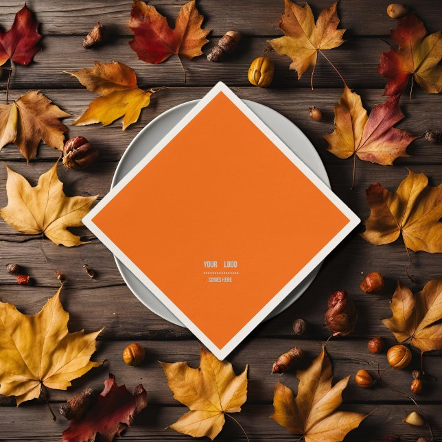 neon  orange solid color -  add logo napkins (Creator Uploaded)