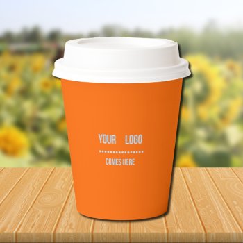 Neon  Orange Solid Color -  Add Logo Paper Cups by almawad at Zazzle