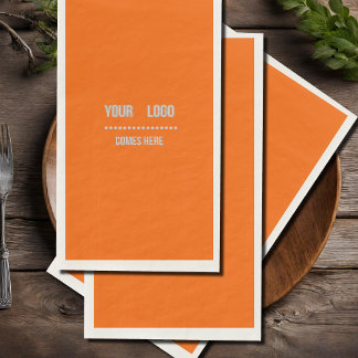 neon orange solid color - add logo paper guest towels