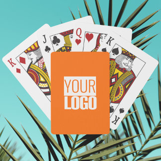 neon orange solid color - add logo play poker cards