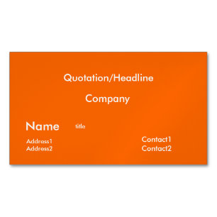 neon orange solid color business card magnet