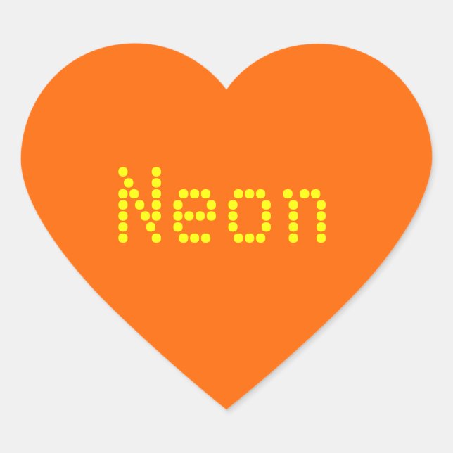 neon  orange solid color heart sticker (Front)
