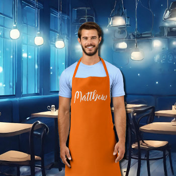 Neon Orange Solid Color -personalized Apron by almawad at Zazzle