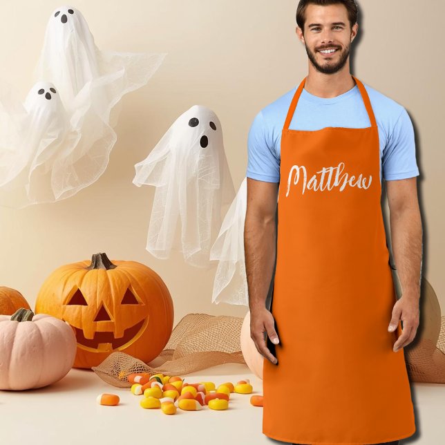  neon orange solid color -personalized apron (Creator Uploaded)