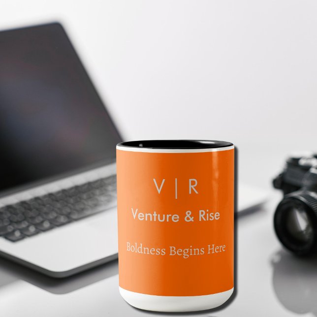 Neon Orange Two-Tone Mug – Custom Monogram&Text (Creator Uploaded)