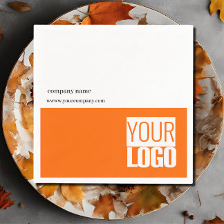 Neon orange &white - add logo napkins