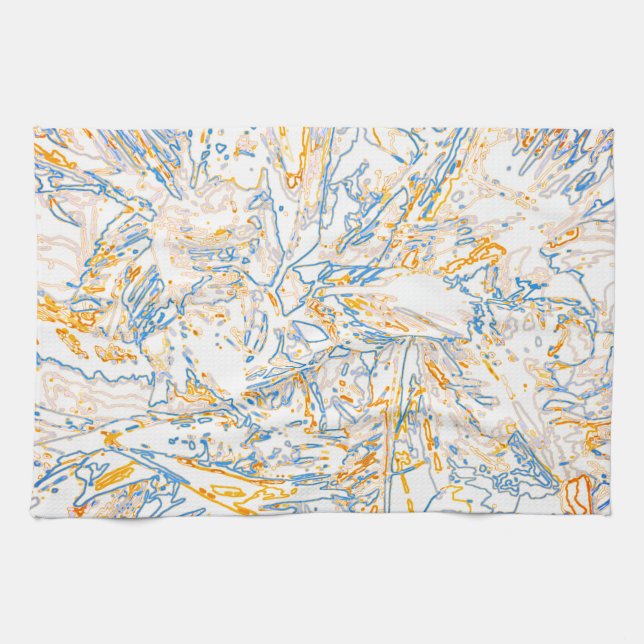 Neon Orange Yellow Blue Curvy Line Pattern -COOL Kitchen Towel (Horizontal)