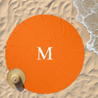 Neon Orange-your bold monogram Beach Towel