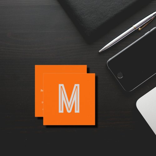 neon orange _ your monogram   square business card