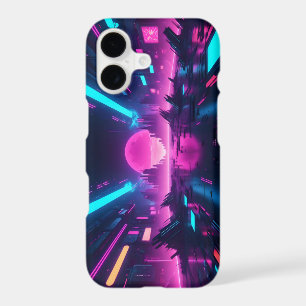 Neon Outrun Vaporwave City Horizon Cyberpunk iPhone 17 Case