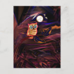 Neon Owl Thunderstorm Flash Fantasia Postcard