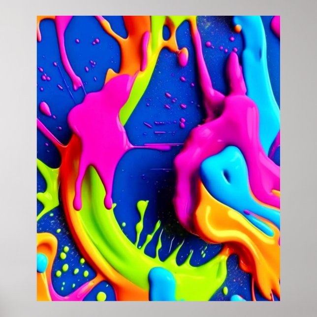 Neon Paint Drip Art Poster (Front)