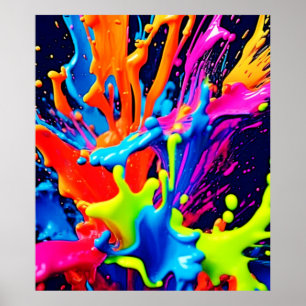 Neon Paint Fluid Explosion Poster