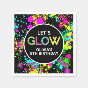 Neon paint glow birthday napkins