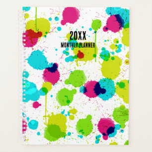 Neon Paint Splash Customizable Monthly Planner
