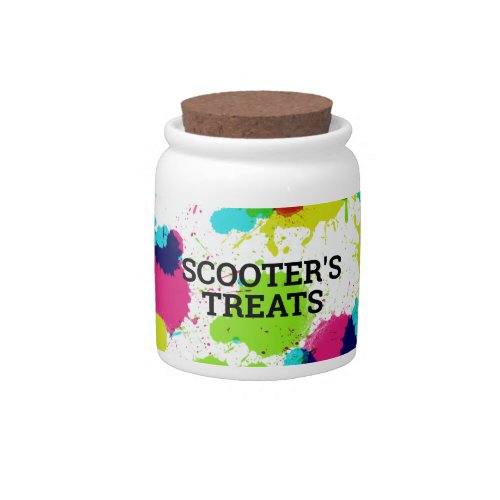 Neon Paint Splash Customizable Pet Treat Jar