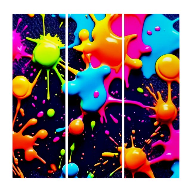 Neon Paint Splatter Abstract Art (Front)