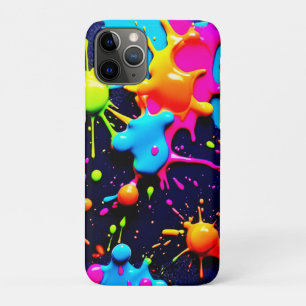 Neon Paint Splatter Abstract Art iPhone 11 Pro Case