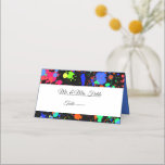 Neon Paint Splatter, Bat Mitzvah Star of David Place Card<br><div class="desc">Cool neon paint splatter place card with bright colors of green,  purple,  red,  blue,  orange,  yellow. Blue Star of David on front side.</div>