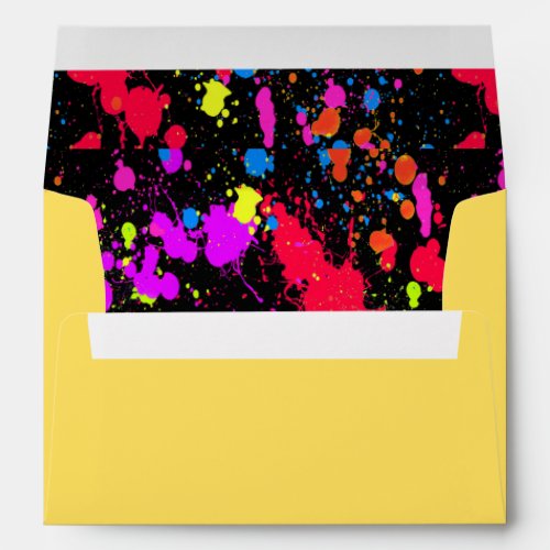 Neon Paint Splatter Blue Red Pink Yellow  Envelope