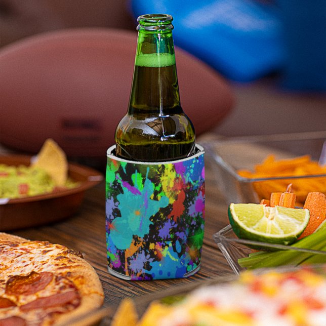 Neon Paint Splatter  Bottle Cooler (Creator Uploaded)