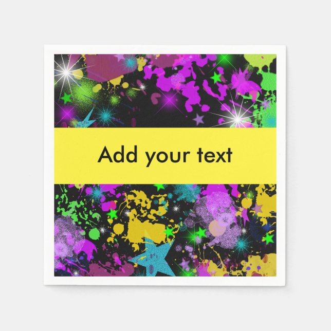 Neon Paint Splatter, Paintball, Custom Paper Napkins (Front)