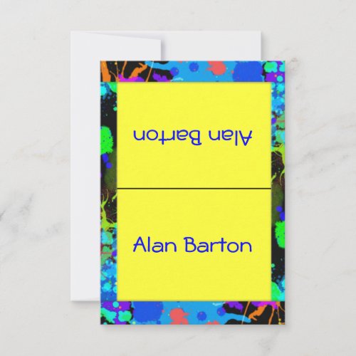 Neon Paint Splatter Table Place Cards