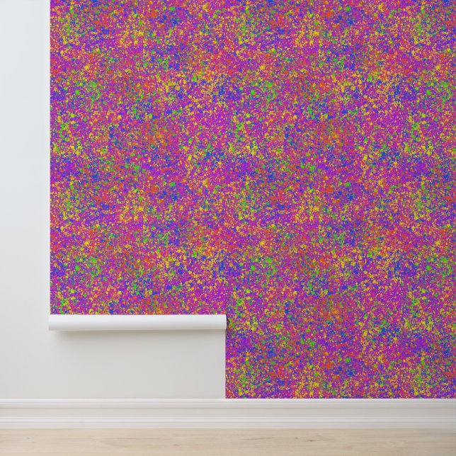 Neon Paint Splatter Texture Pink Purple Blue Green Wallpaper (Application)