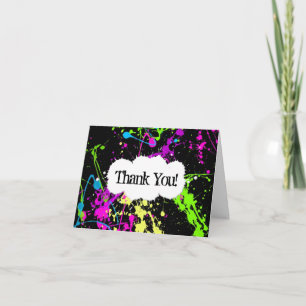 Neon Paint Splatter Thank You or Note Card