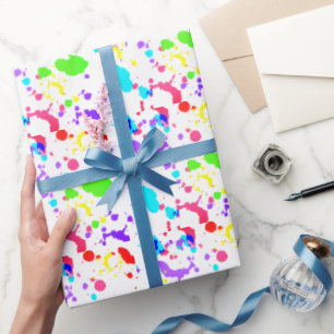 Neon Paint Splatter Watercolor Faux Glow Wrapping Paper