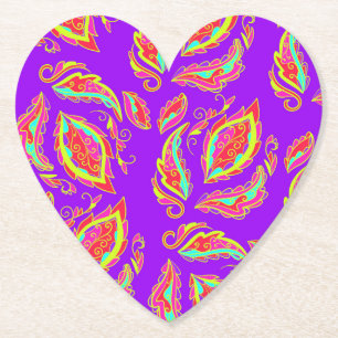 Neon Paisley Paper Coaster